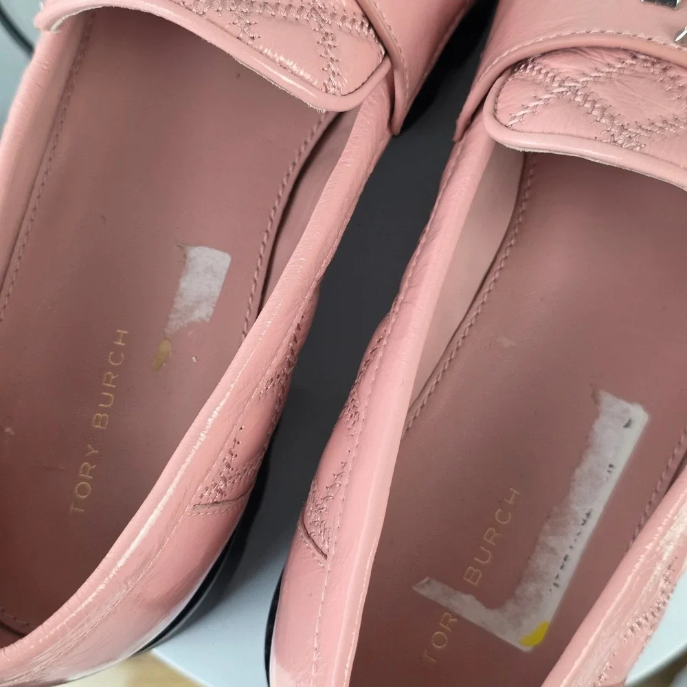 Tory Burch Mini Everly Chunky Leather Loafer 9M Pink Quilted Patent Lug Sole